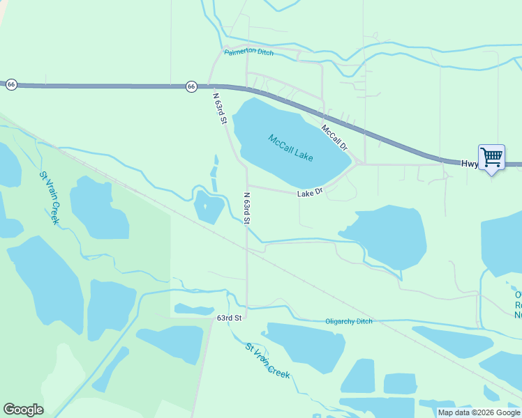 map of restaurants, bars, coffee shops, grocery stores, and more near 6314 Lake Drive in Longmont