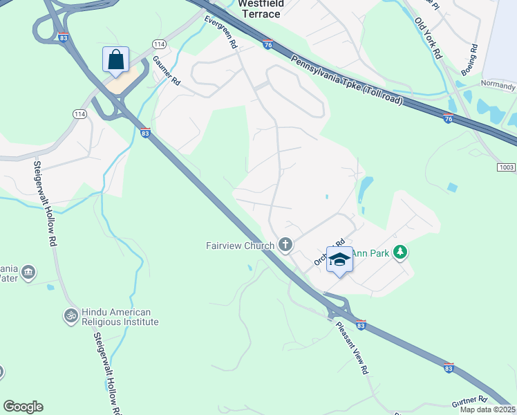 map of restaurants, bars, coffee shops, grocery stores, and more near 402 Summit Road in New Cumberland