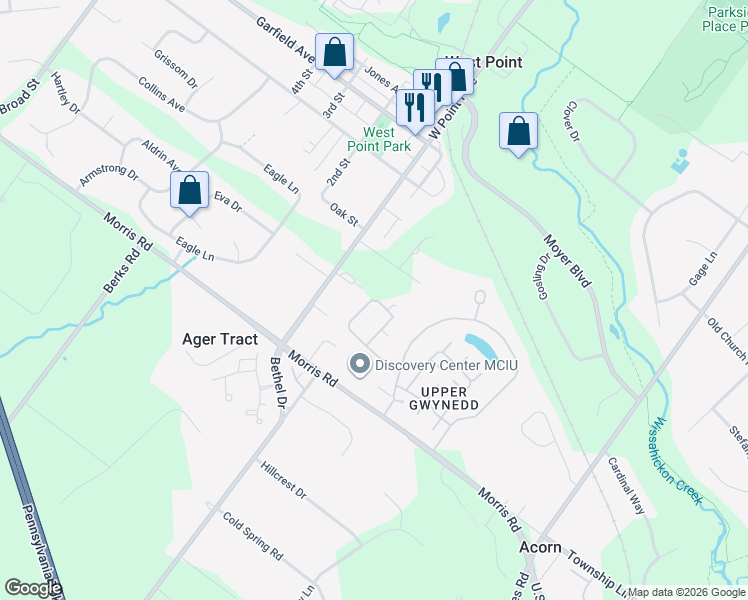 map of restaurants, bars, coffee shops, grocery stores, and more near 4102 Lilac Court in Lansdale