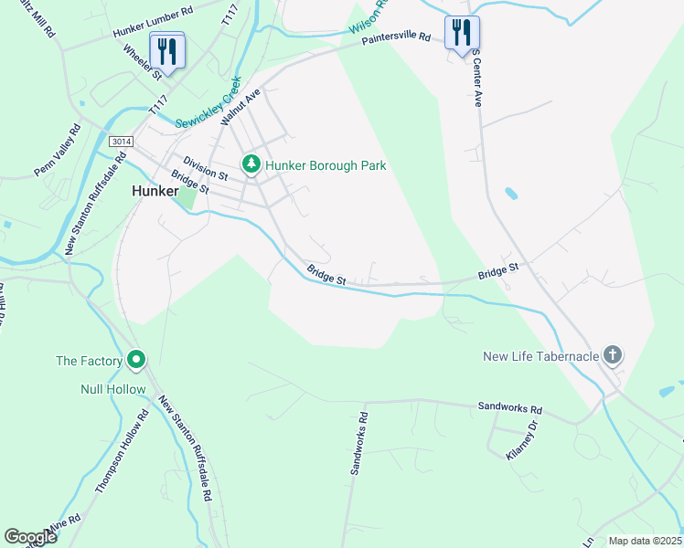 map of restaurants, bars, coffee shops, grocery stores, and more near 308 Bridge Street in Hunker
