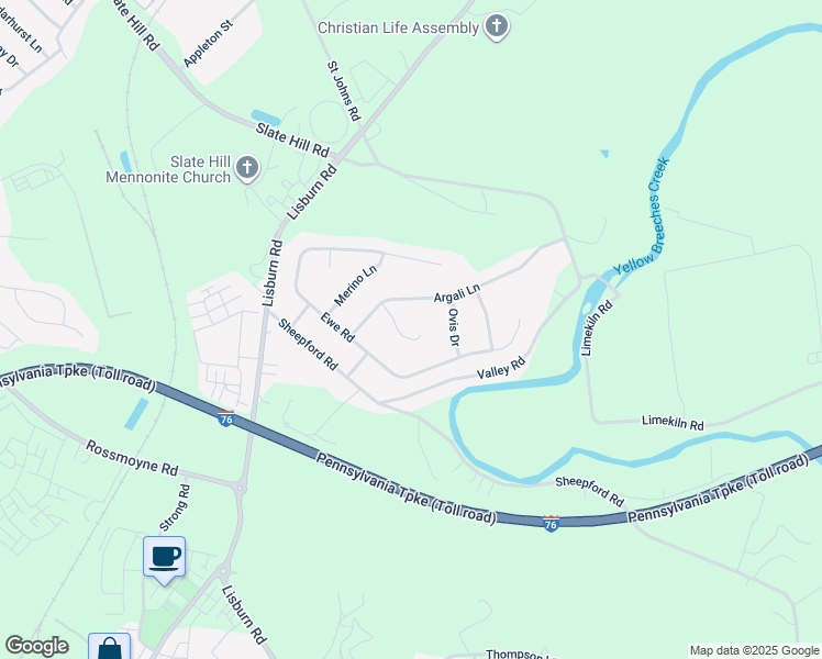 map of restaurants, bars, coffee shops, grocery stores, and more near 5 Sna Lane in Mechanicsburg