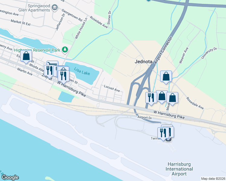map of restaurants, bars, coffee shops, grocery stores, and more near 100 Tioga Avenue in Middletown