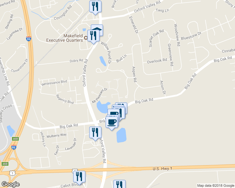 map of restaurants, bars, coffee shops, grocery stores, and more near 1606 Spring Mill Court in Morrisville