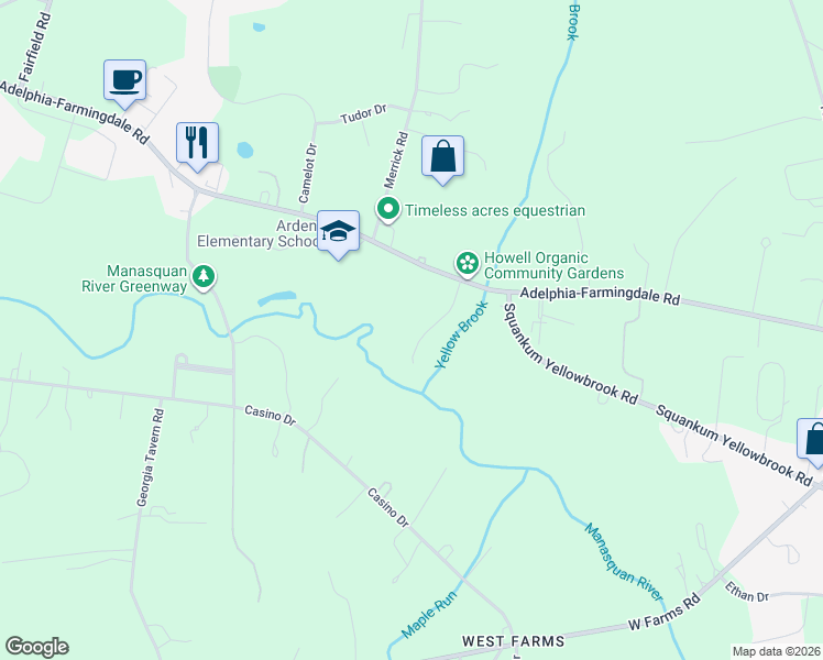 map of restaurants, bars, coffee shops, grocery stores, and more near 10 Morello Court in Farmingdale