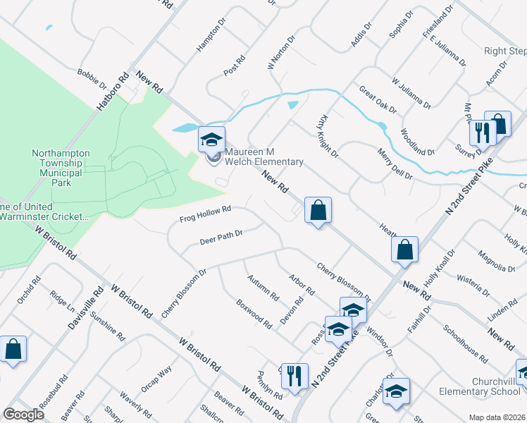 map of restaurants, bars, coffee shops, grocery stores, and more near 229 Frog Hollow Road in Churchville