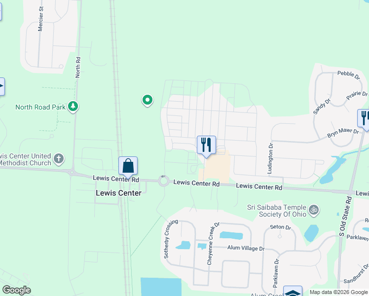 map of restaurants, bars, coffee shops, grocery stores, and more near 5789 Hickory Drive in Lewis Center