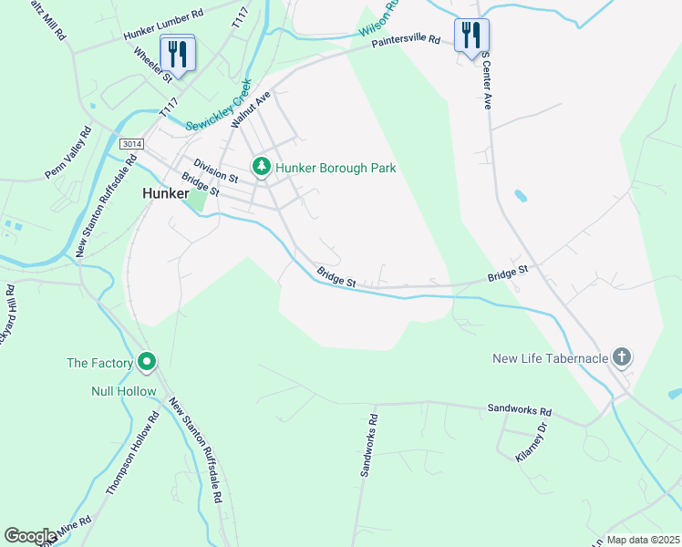 map of restaurants, bars, coffee shops, grocery stores, and more near 308 Bridge St in Hunker