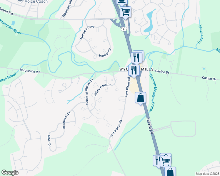 map of restaurants, bars, coffee shops, grocery stores, and more near 55 Chinkaberry Court in Howell Township