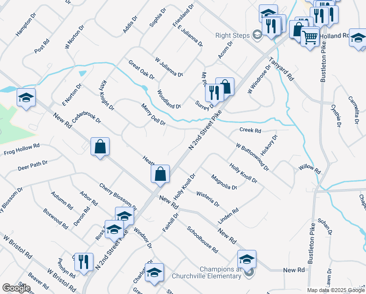 map of restaurants, bars, coffee shops, grocery stores, and more near 31 Daffodil Drive in Southampton