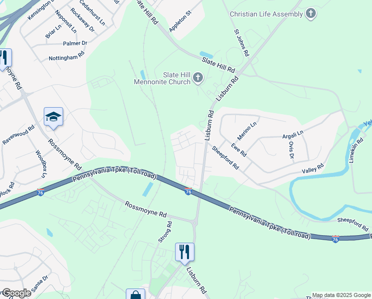 map of restaurants, bars, coffee shops, grocery stores, and more near 3021 Meridian Commons in Mechanicsburg