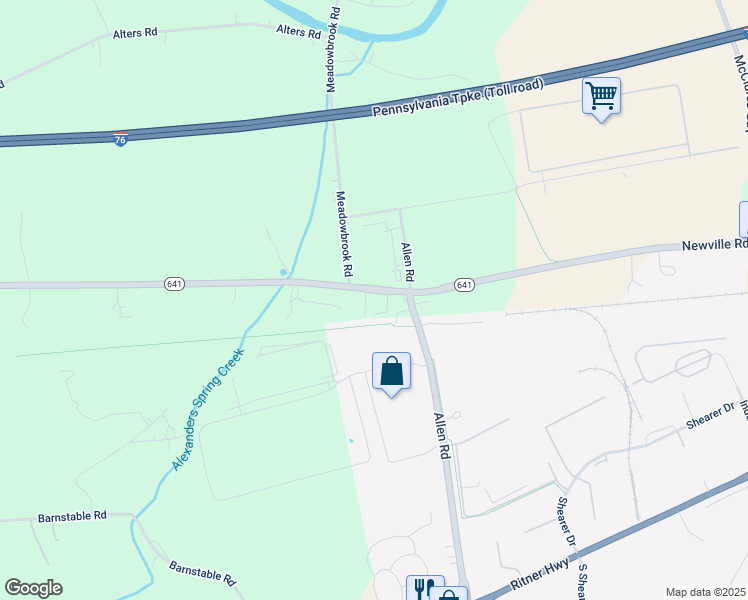 map of restaurants, bars, coffee shops, grocery stores, and more near 1450 Newville Road in Carlisle