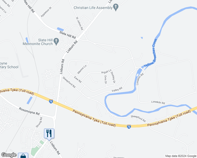 map of restaurants, bars, coffee shops, grocery stores, and more near 7 Sna Lane in Mechanicsburg