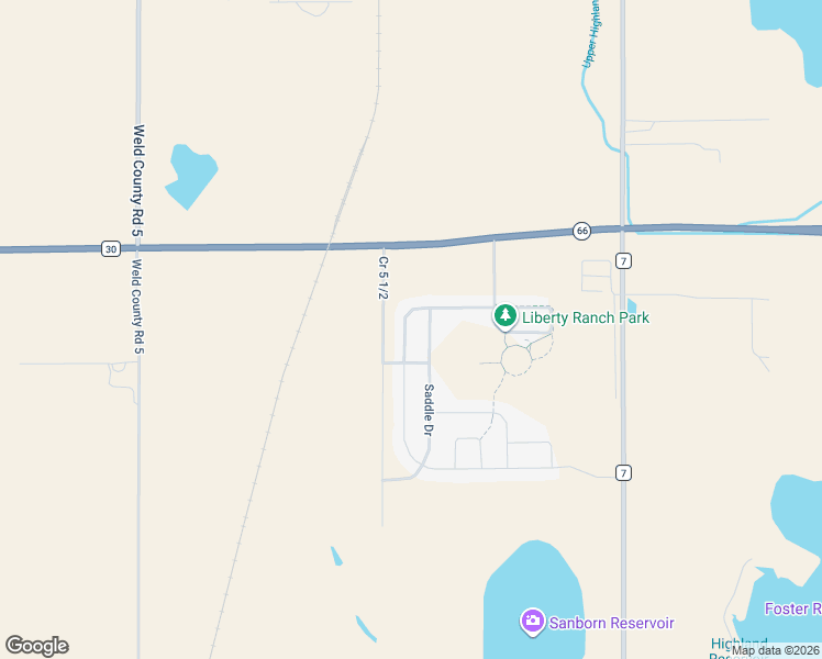 map of restaurants, bars, coffee shops, grocery stores, and more near 13783 Saddle Drive in Mead