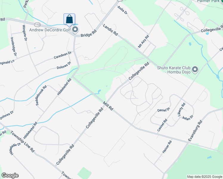 map of restaurants, bars, coffee shops, grocery stores, and more near 723 Collegeville Road in Collegeville