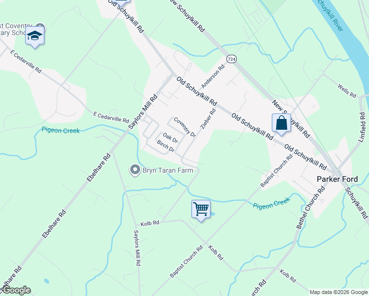 map of restaurants, bars, coffee shops, grocery stores, and more near 146 Zieber Road in Spring City