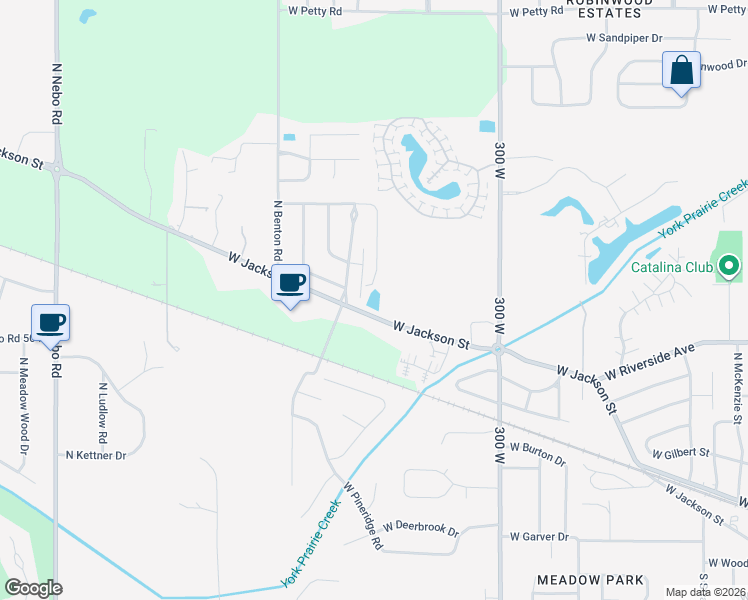 map of restaurants, bars, coffee shops, grocery stores, and more near 5308 West Jackson Street in Muncie