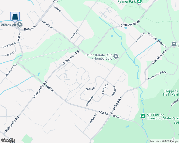 map of restaurants, bars, coffee shops, grocery stores, and more near 3865 Somerset Drive in Collegeville
