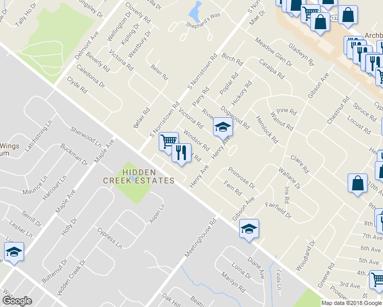 map of restaurants, bars, coffee shops, grocery stores, and more near 1000 Coronet Road in Warminster