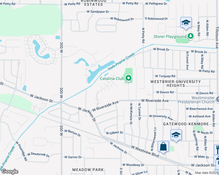map of restaurants, bars, coffee shops, grocery stores, and more near 4208 West Thornwood Lane in Muncie