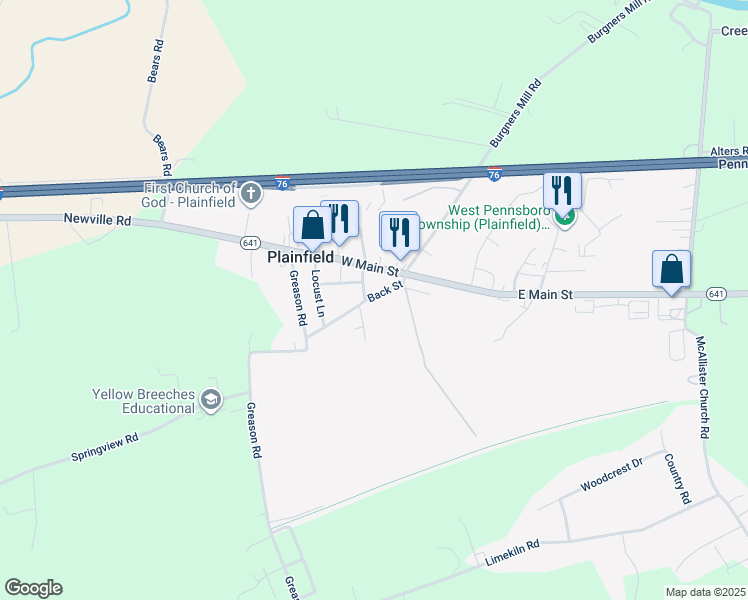 map of restaurants, bars, coffee shops, grocery stores, and more near 30 Back Street in Carlisle
