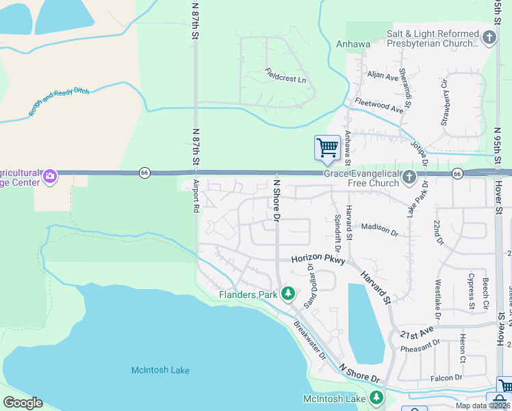 map of restaurants, bars, coffee shops, grocery stores, and more near 3119 Lake Park Way in Longmont