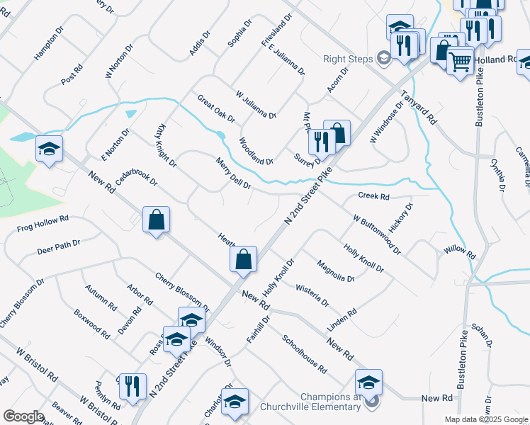 map of restaurants, bars, coffee shops, grocery stores, and more near 31 Daffodil Drive in Southampton