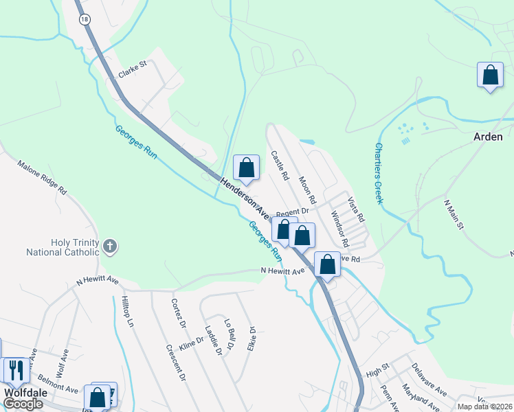 map of restaurants, bars, coffee shops, grocery stores, and more near 1120 Henderson Avenue in Washington