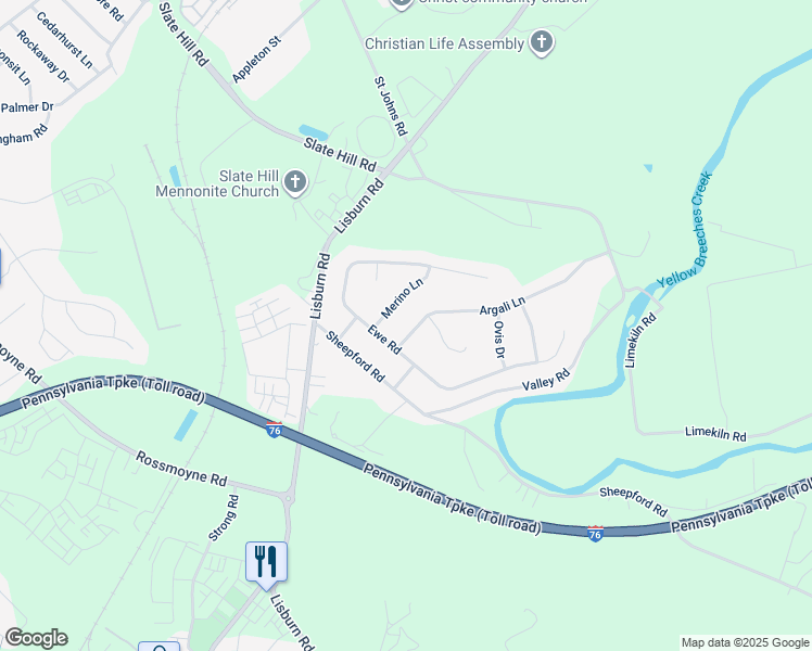 map of restaurants, bars, coffee shops, grocery stores, and more near 5 Argali Lane in Mechanicsburg