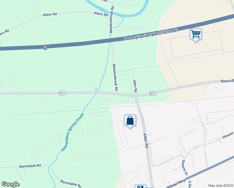 map of restaurants, bars, coffee shops, grocery stores, and more near 2141 Newville Road in Carlisle