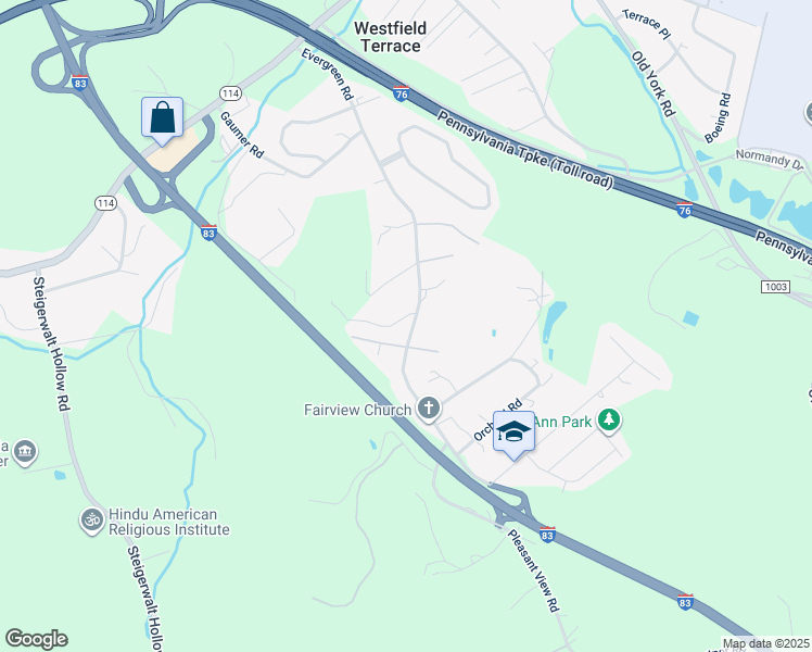 map of restaurants, bars, coffee shops, grocery stores, and more near 414 Evergreen Road in New Cumberland