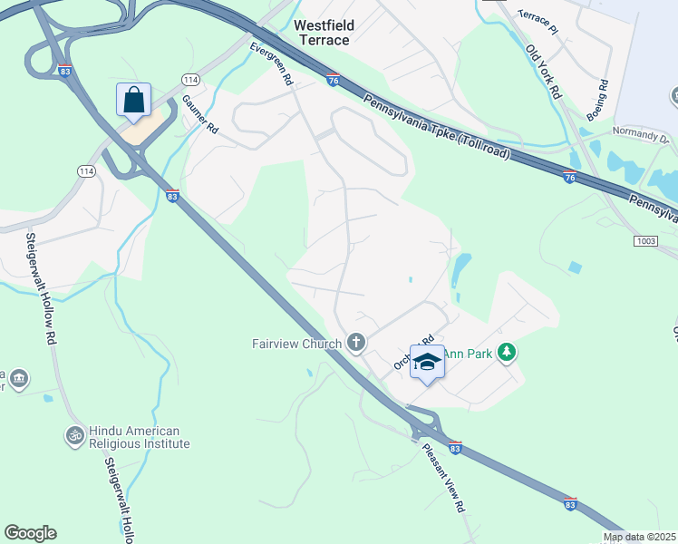 map of restaurants, bars, coffee shops, grocery stores, and more near 414 Evergreen Road in New Cumberland