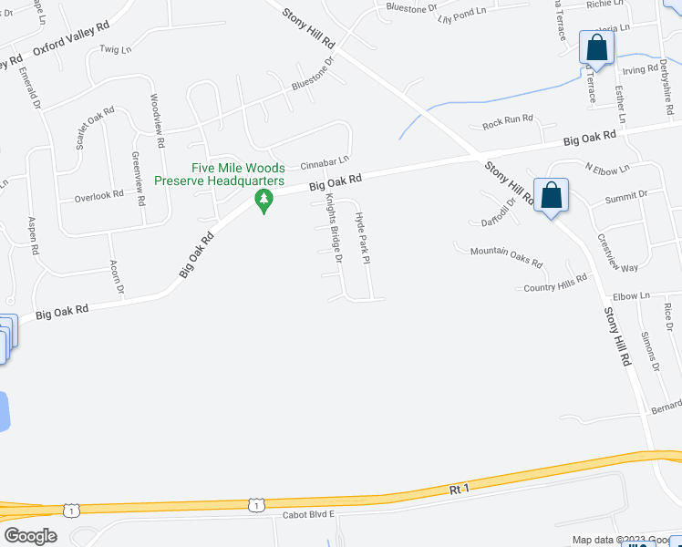 map of restaurants, bars, coffee shops, grocery stores, and more near 125 Knights Bridge Drive in Morrisville