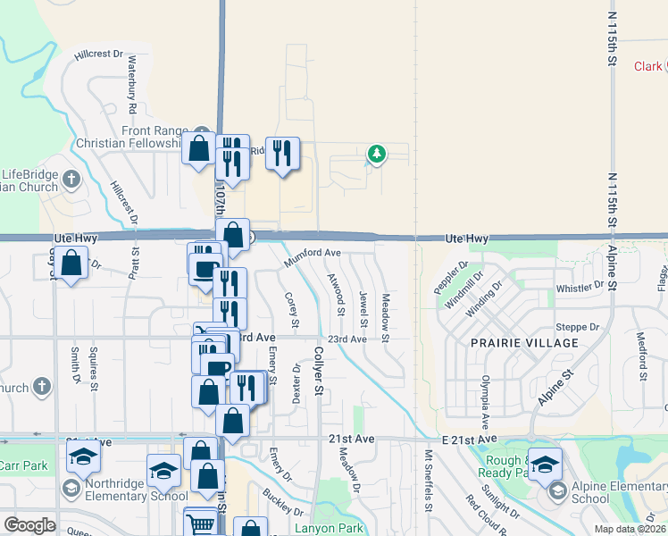 map of restaurants, bars, coffee shops, grocery stores, and more near in Longmont