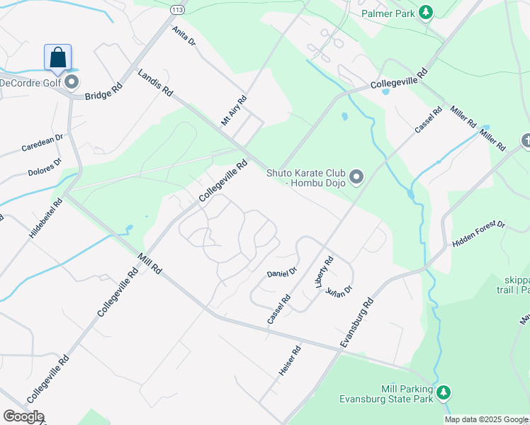 map of restaurants, bars, coffee shops, grocery stores, and more near 3875 Somerset Drive in Collegeville