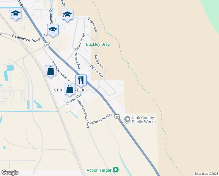 map of restaurants, bars, coffee shops, grocery stores, and more near 2344 Dakota Avenue in Provo