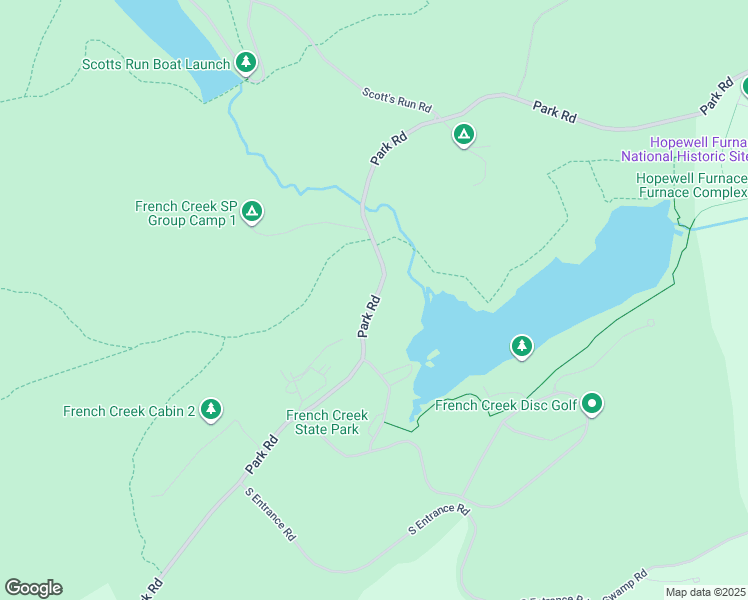 map of restaurants, bars, coffee shops, grocery stores, and more near 1203 Park Road in Elverson