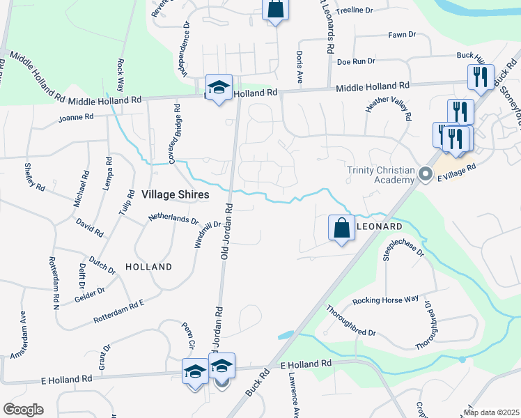map of restaurants, bars, coffee shops, grocery stores, and more near 35023 Bennett Place in Holland