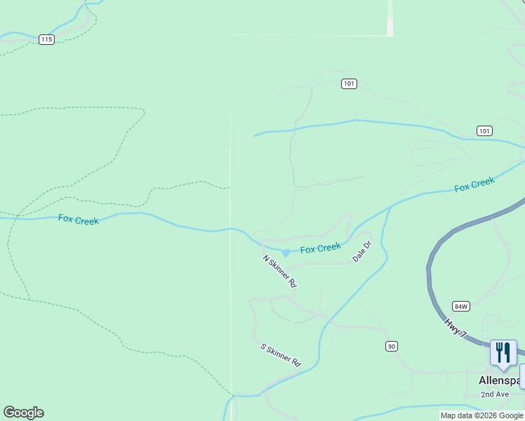 map of restaurants, bars, coffee shops, grocery stores, and more near 409 North Skinner Road in Allenspark
