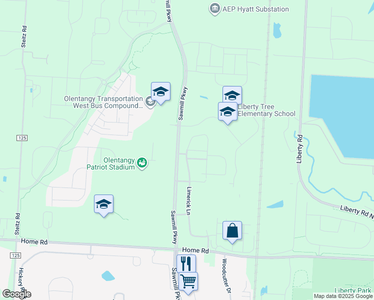 map of restaurants, bars, coffee shops, grocery stores, and more near 6906 Kinsale Lane in Powell