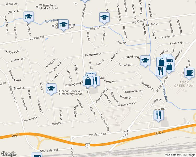 map of restaurants, bars, coffee shops, grocery stores, and more near 113 Winding Way in Morrisville