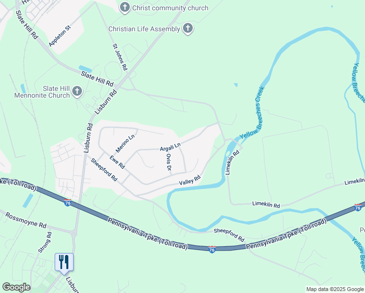 map of restaurants, bars, coffee shops, grocery stores, and more near 12 Dishley Drive in Mechanicsburg