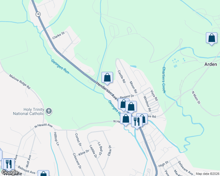 map of restaurants, bars, coffee shops, grocery stores, and more near 1120 Henderson Avenue in Washington