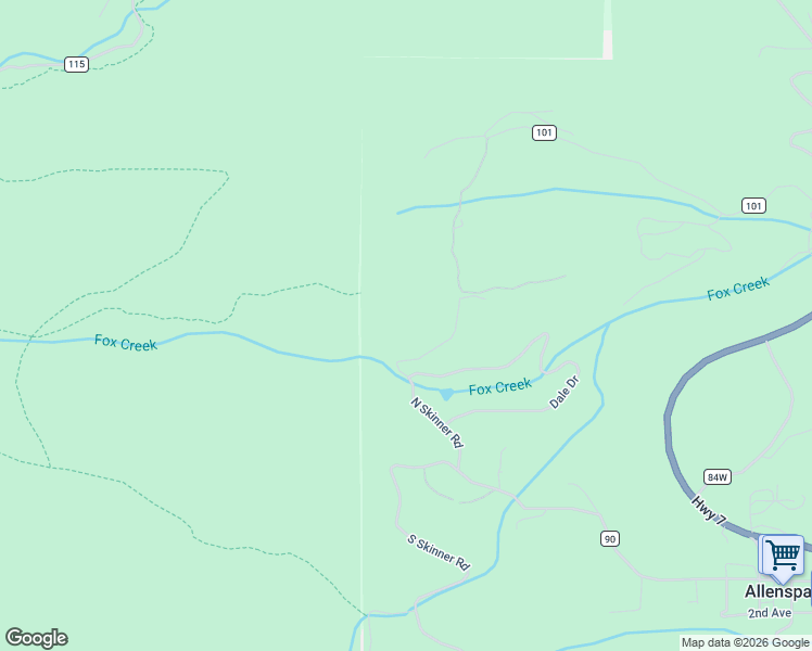 map of restaurants, bars, coffee shops, grocery stores, and more near 409 North Skinner Road in Allenspark