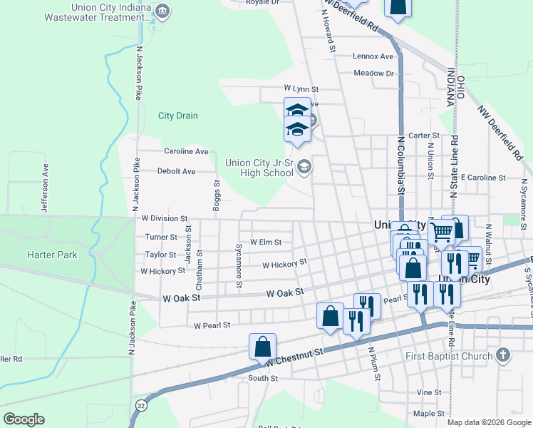 map of restaurants, bars, coffee shops, grocery stores, and more near 806 West Division Street in Union City