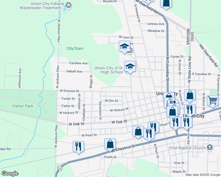 map of restaurants, bars, coffee shops, grocery stores, and more near 806 West Division Street in Union City