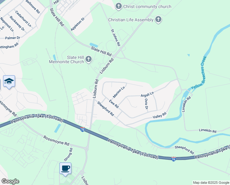 map of restaurants, bars, coffee shops, grocery stores, and more near 7 Merino Lane in Mechanicsburg