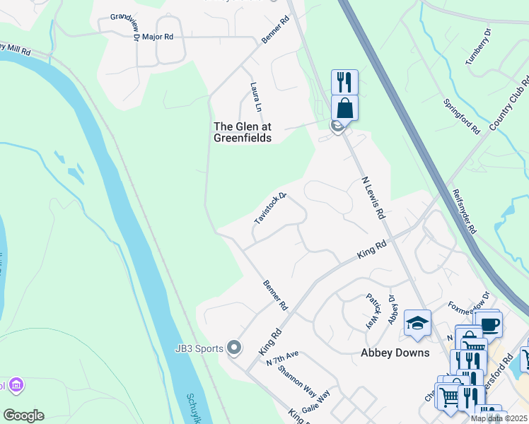 map of restaurants, bars, coffee shops, grocery stores, and more near 336 Tavistock Drive in Royersford