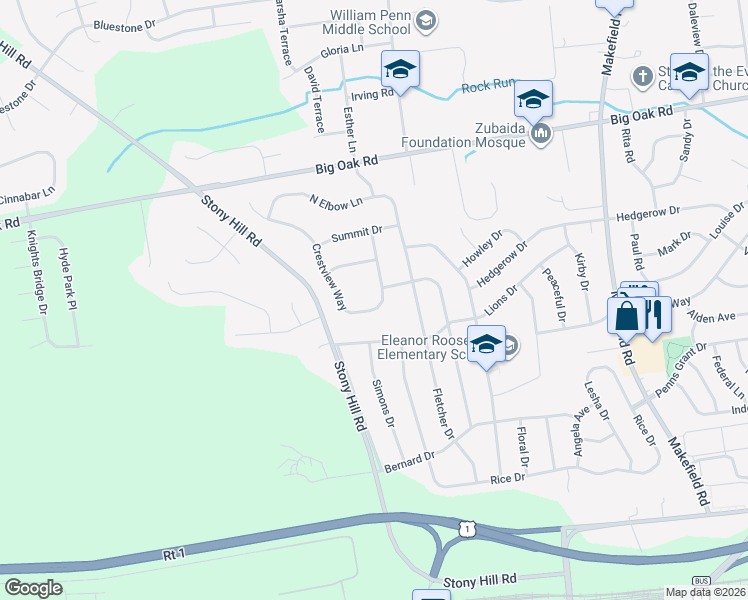 map of restaurants, bars, coffee shops, grocery stores, and more near 191 Crestview Way in Morrisville