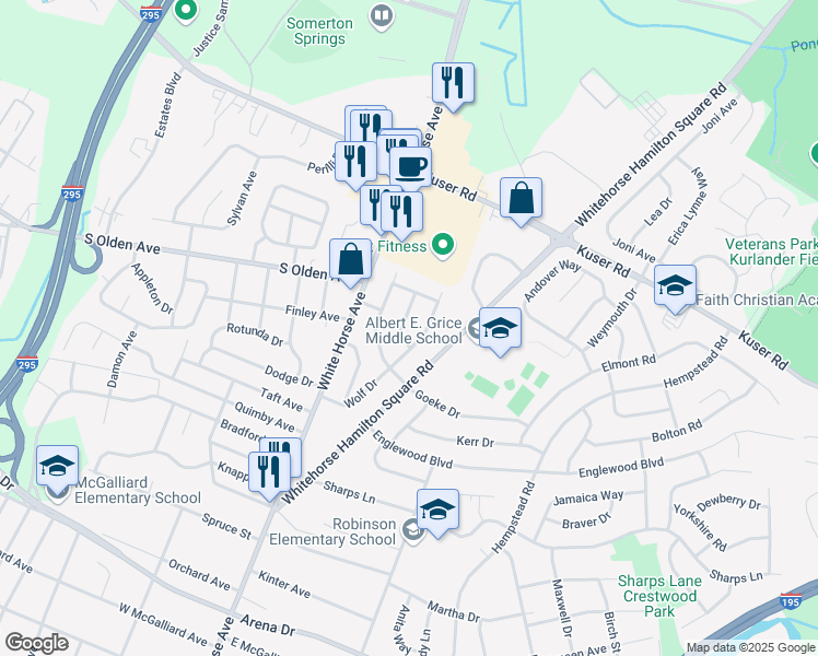 map of restaurants, bars, coffee shops, grocery stores, and more near 3 Ann Marie Drive in Hamilton Township