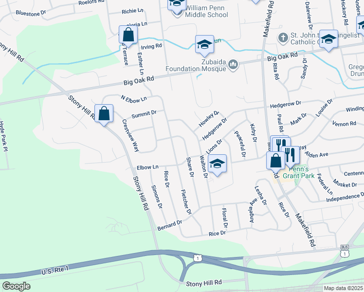 map of restaurants, bars, coffee shops, grocery stores, and more near 236 Share Drive in Morrisville